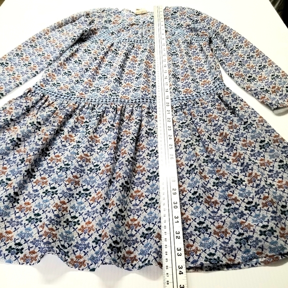 Anthropologie Holding Horses Blue Size 0 Floral Boho 3/4 Sleeve Short Dress - Picture 7 of 12